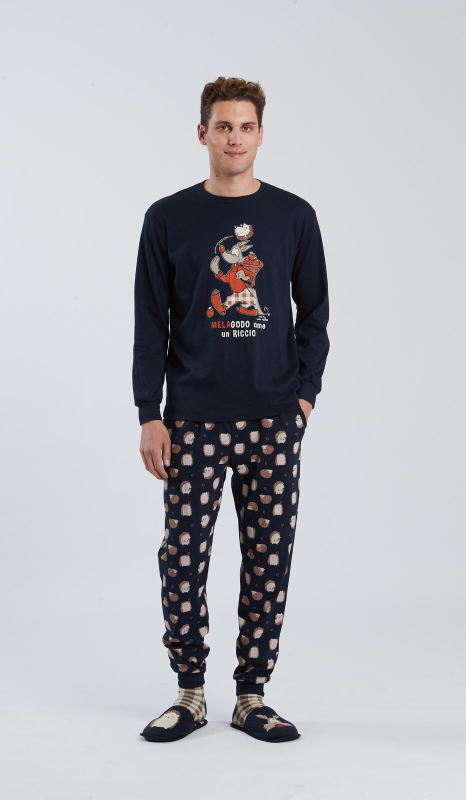 Pigiama Girocollo RICCIO Uomo 100% Cotone: Eleganza e Comfort Notturno
