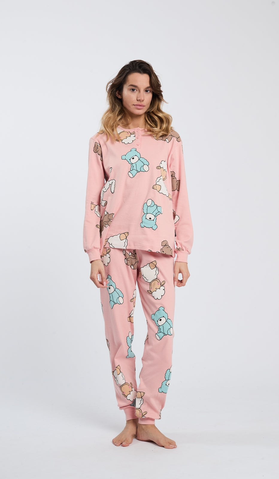 Pigiama Serafino Happy Bear per notti dolci e confortevoli in puro cotone