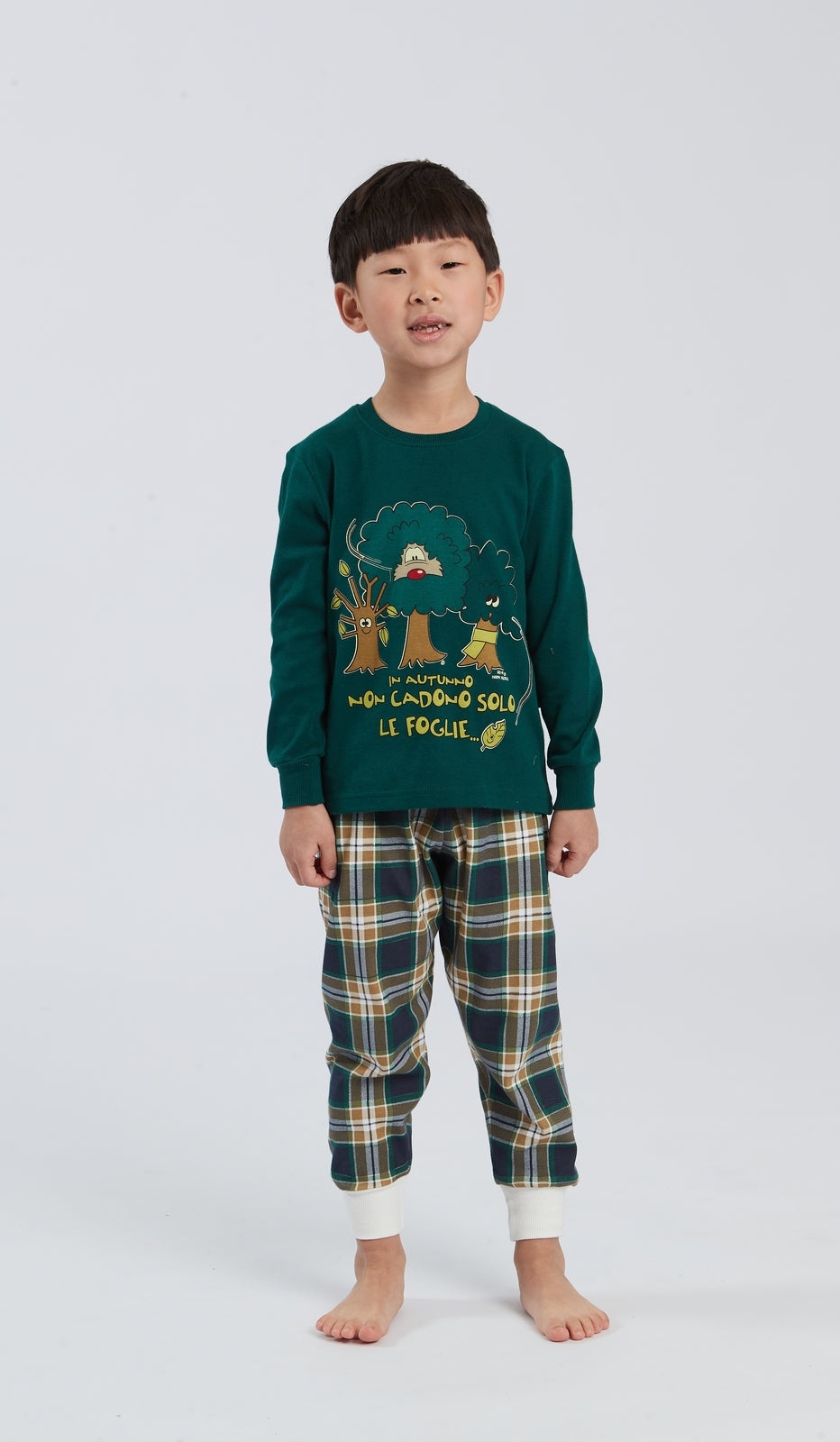 Pigiama Girocollo Bimbo Foglie Uomo 100% Cotone Comfort e Stile Perfetto per Notte di Sogni Felici