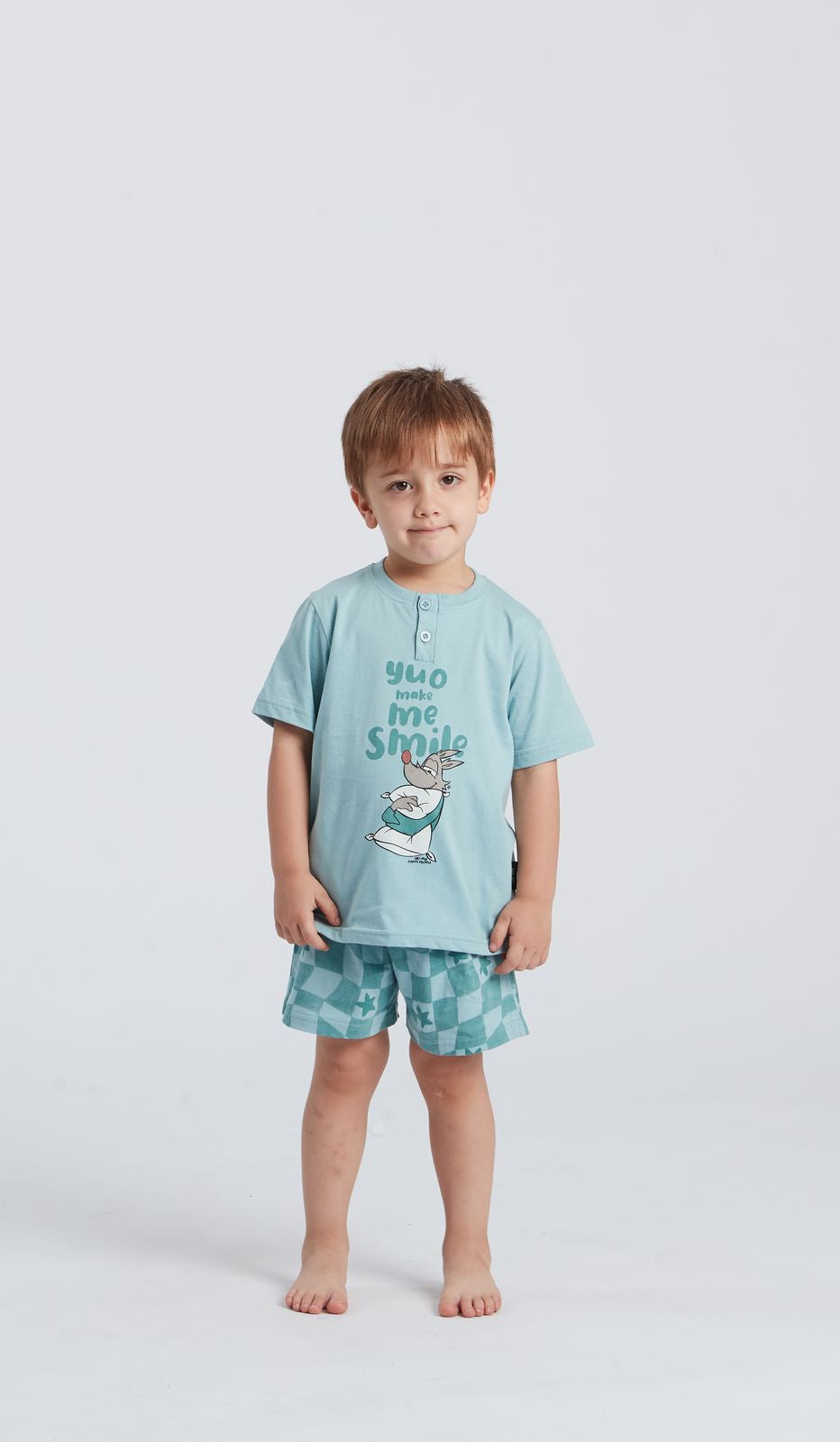 Pigiama serafino MM bimbo Make Me Smile uomo in cotone 100 percento per comfort e allegria ogni notte.