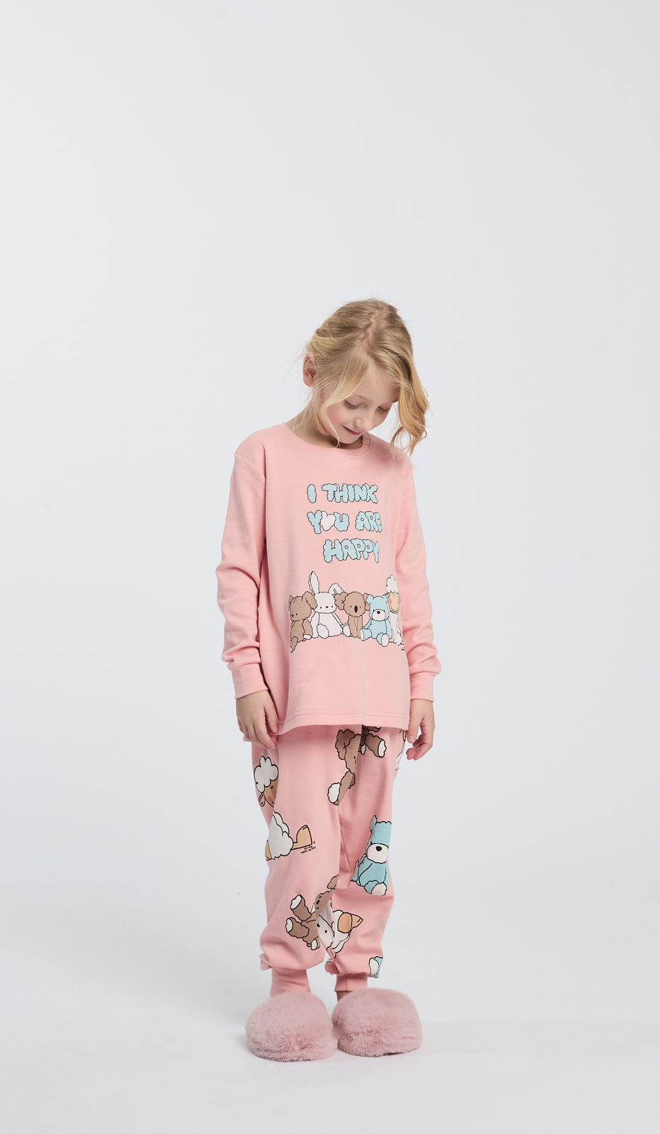 Pigiama girocollo bimba Happy Bear per sogni dolci e coccole notturne 100% cotone