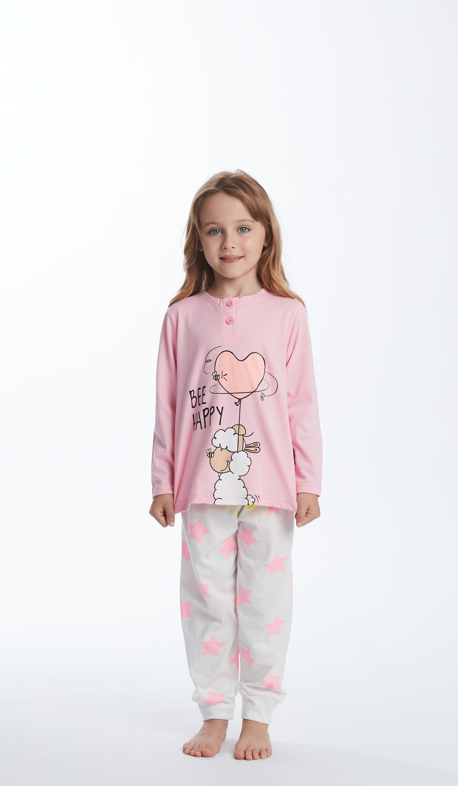 Pigiama Serafino BE HAPPY Bimba 100% Cotone: Allegria e Comfort in Ogni Sogno