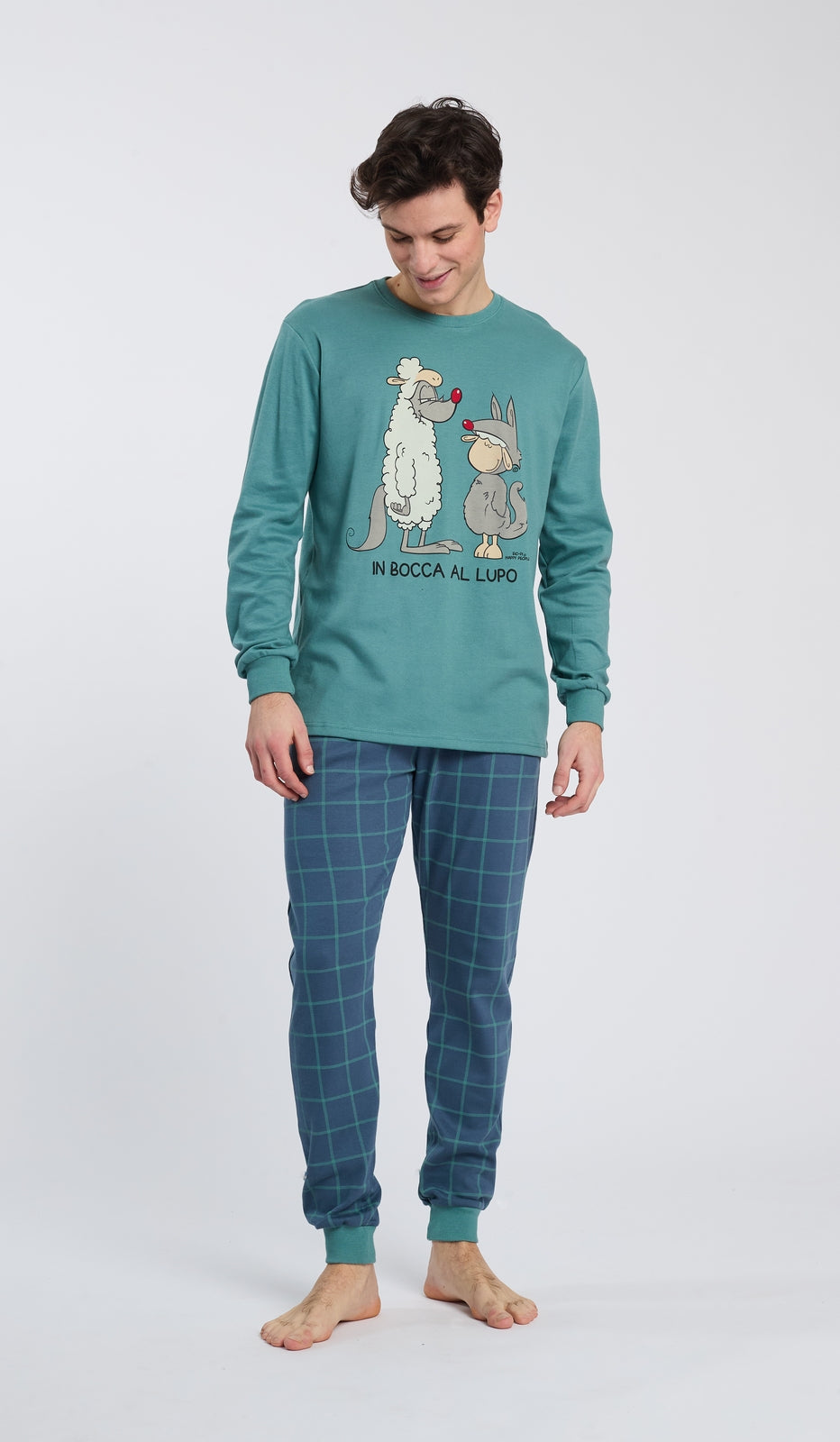 Pigiama Girocollo Uomo in Cotone Morbido per Notte di Relax e Comfort