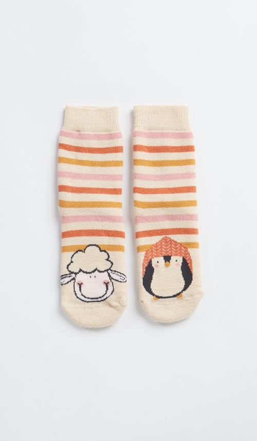 Calze Antiscivolo "Pinguini": Sicurezza e Stile, 80% Cotone, 17% Poliammide, 3% Elastan