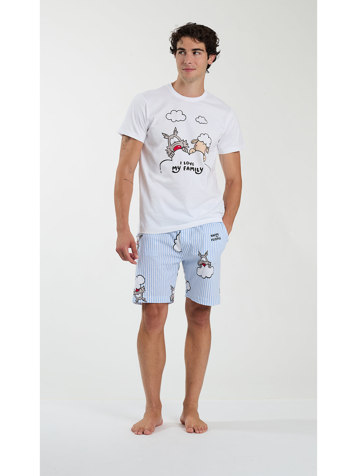 Pigiama corto uomo, in jersey di puro cotone