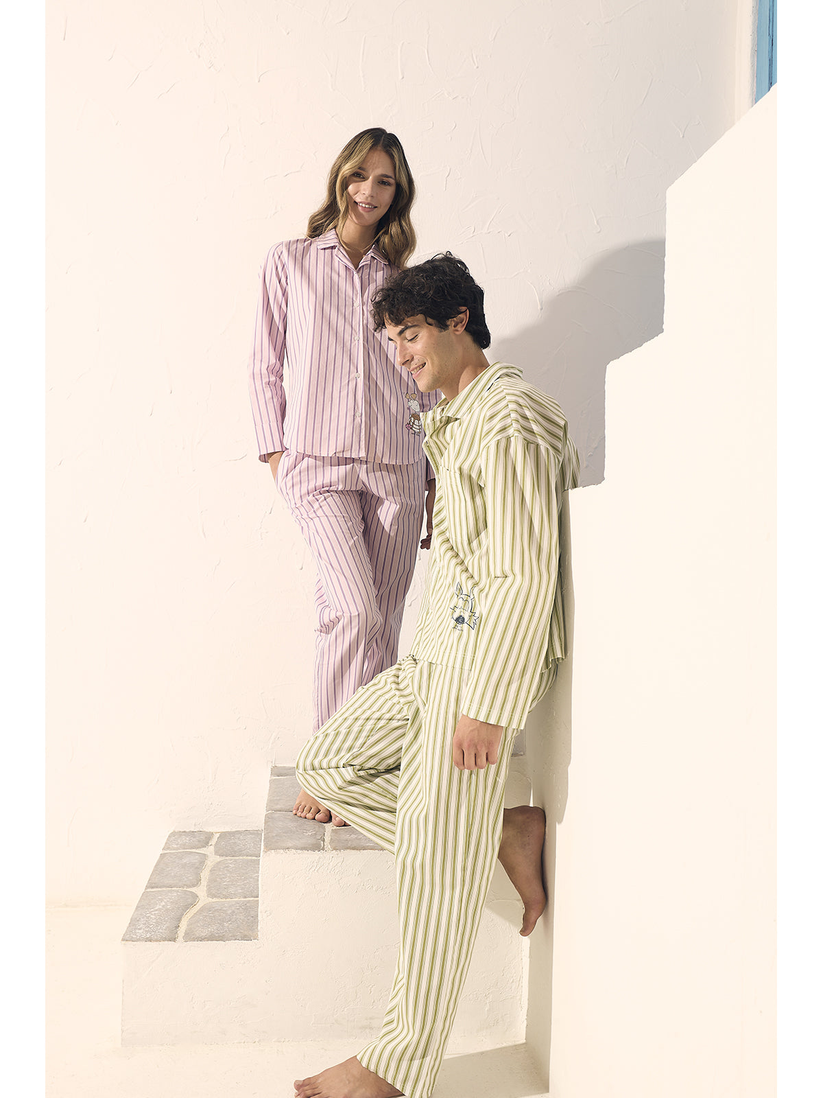 Pigiama uomo classico, in popeline di puro cotone