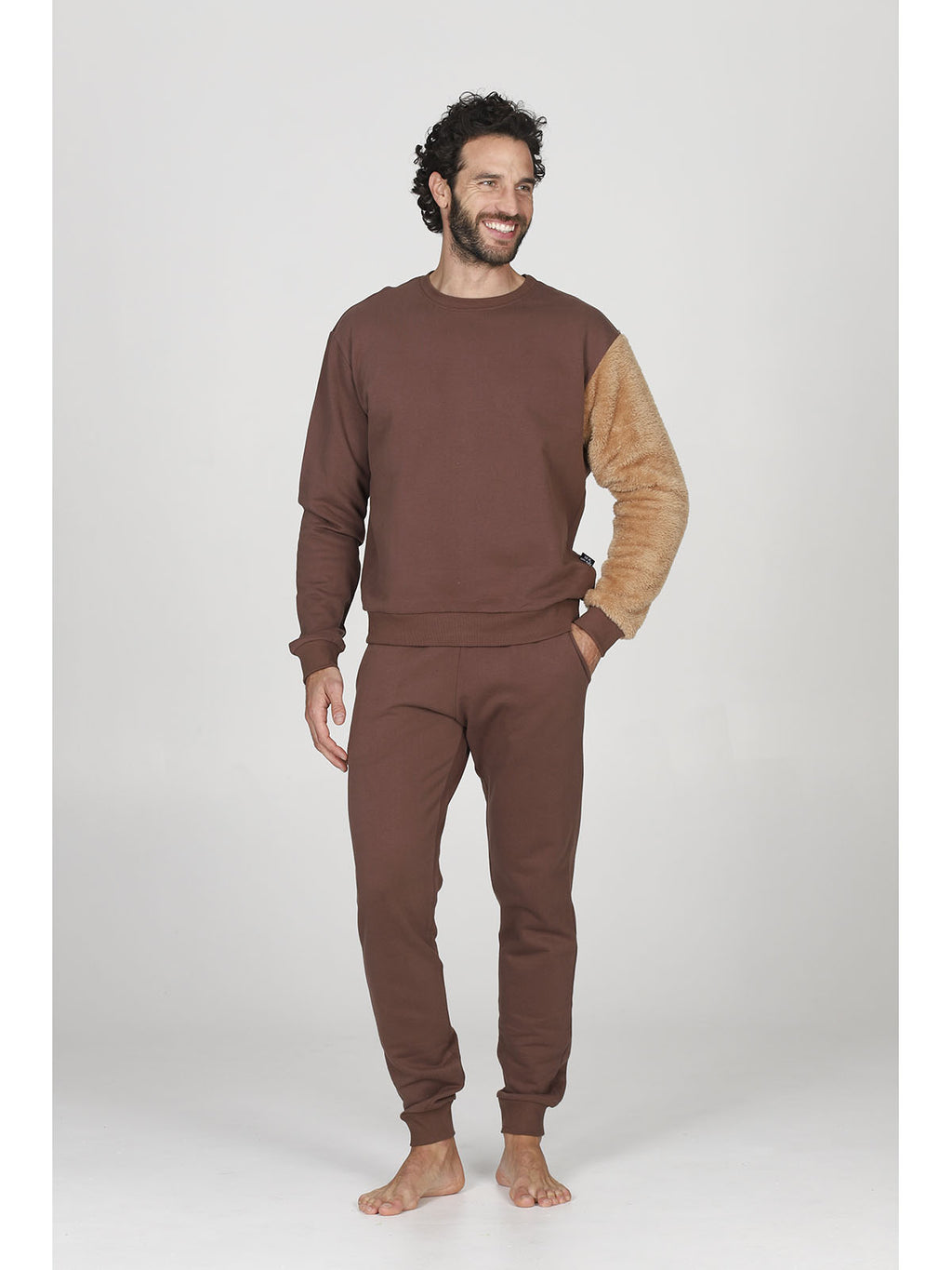Pantaloni tuta uomo con tasche, in felpa di puro cotone coordinabili