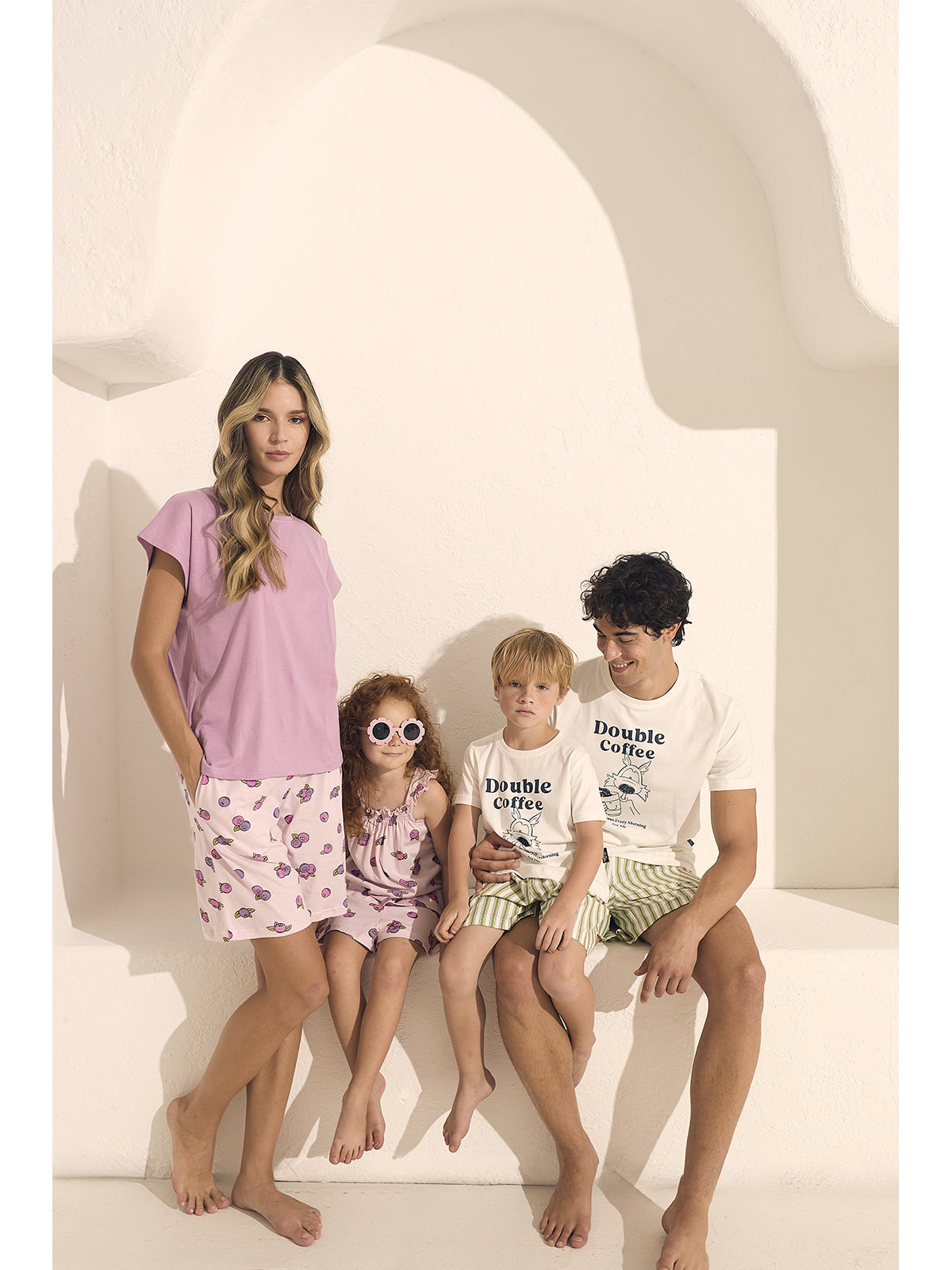 Pigiama corto donna girocollo, in fresco jersey di puro cotone