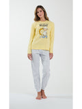 Pigiama donna girocollo, in fresco jersey di puro cotone yellow