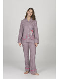 Pigiama cardigan donna, in morbido caldo cotone fantasia all over