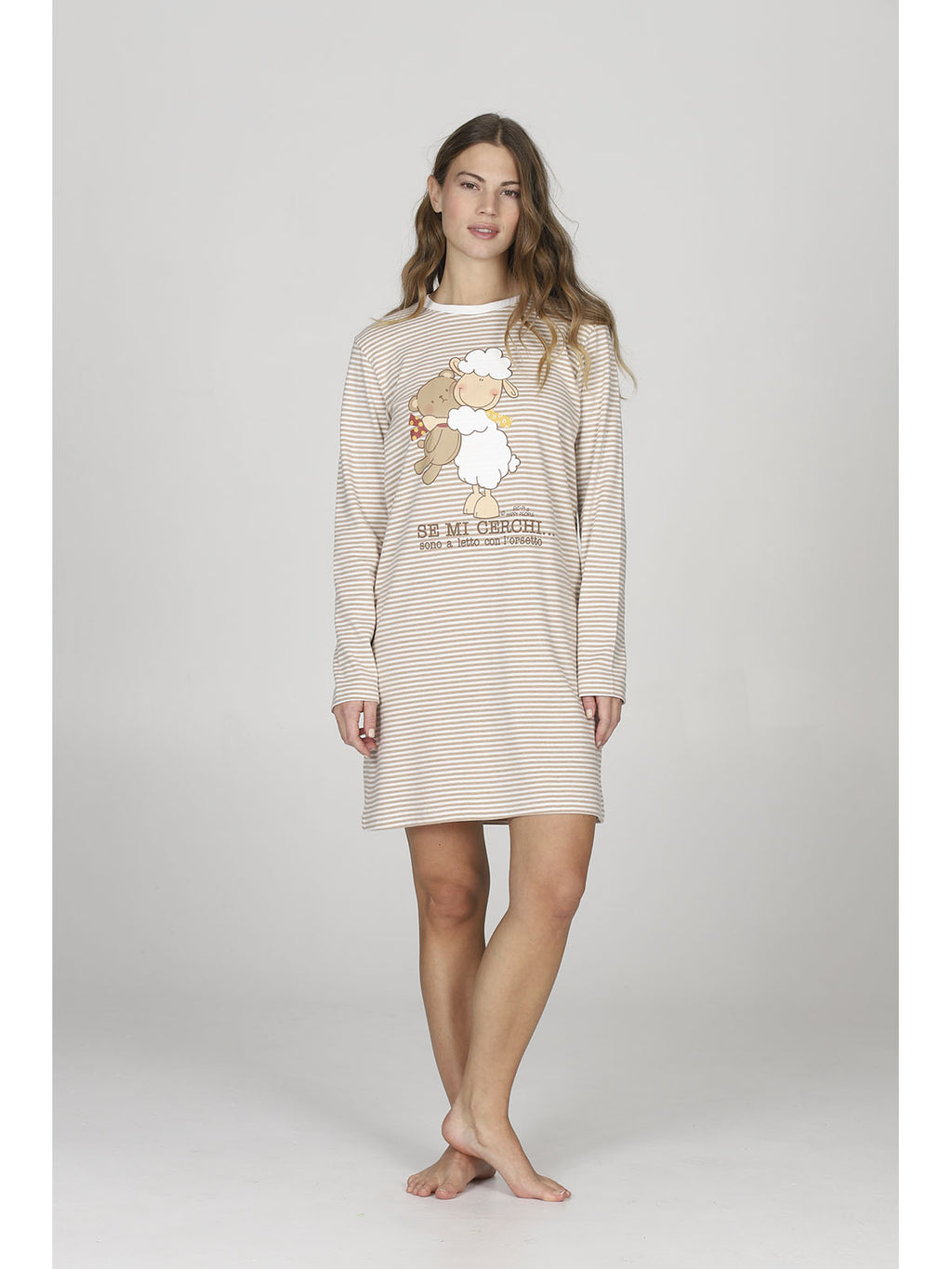 Comoda camicia girocollo da notte donna, linea orso