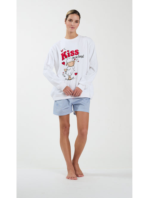 Felpa donna in puro di cotone, con stampa grafica