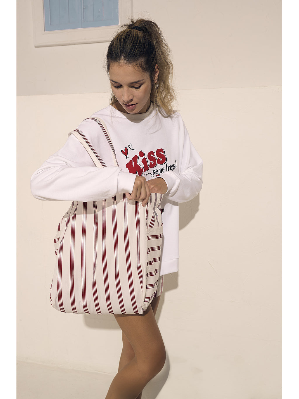 Felpa donna in puro di cotone, con stampa grafica