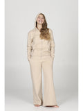 Pantaloni wide leg in felpa sabbia, coordinabili