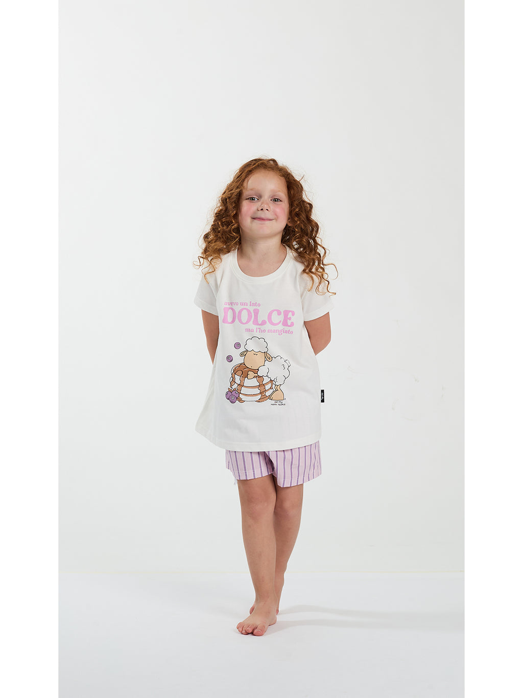 Pigiama bambina corto spezzato, in fresco jersey di puro cotone