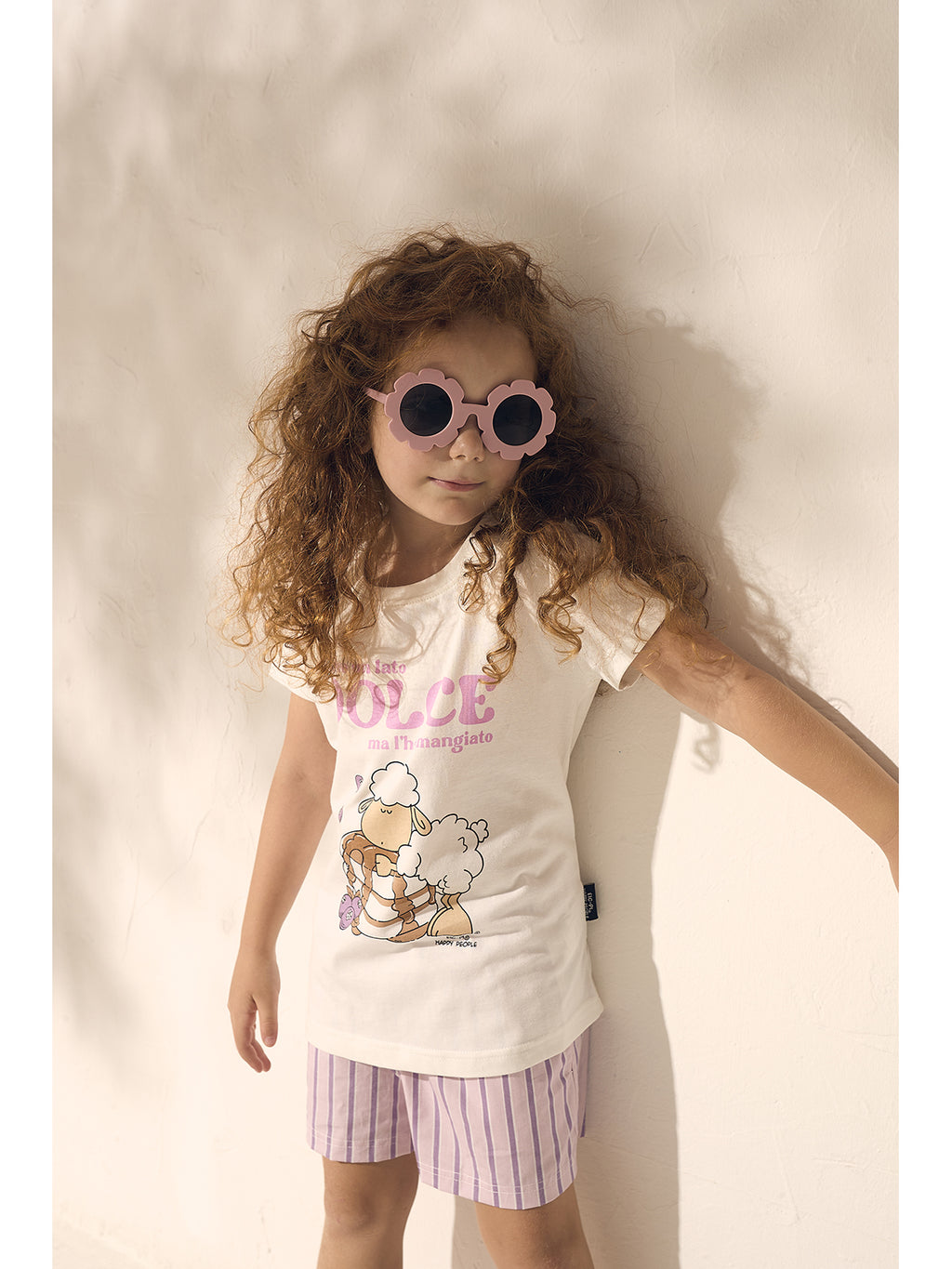 Pigiama bambina corto spezzato, in fresco jersey di puro cotone