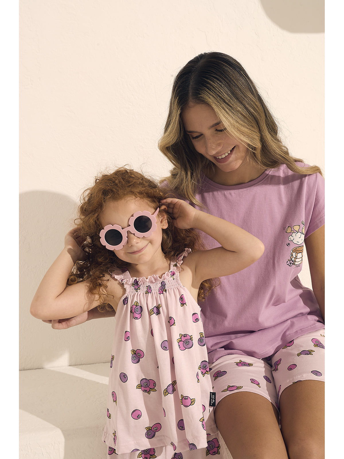 Pigiama bimba corto, top con arriccio in puro cotone