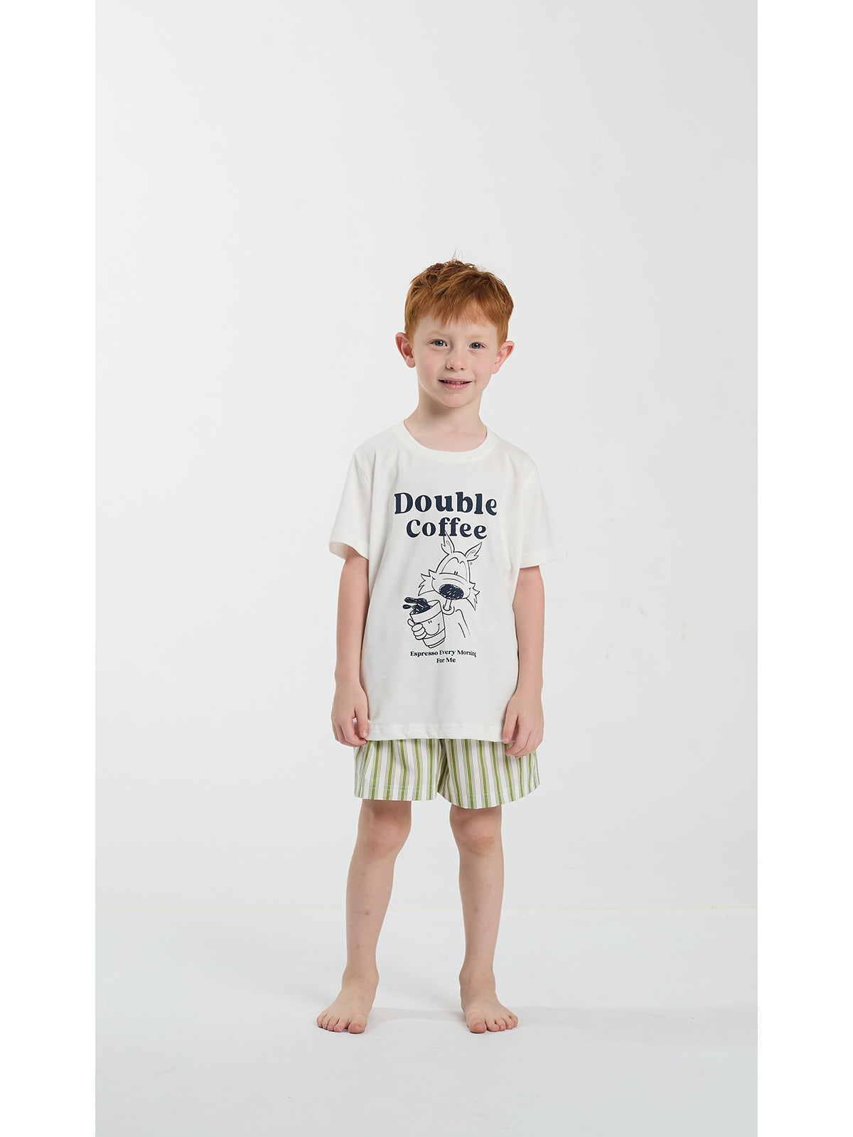 Pigiama corto girocollo bimbo, in morbido jersey di puro cotone