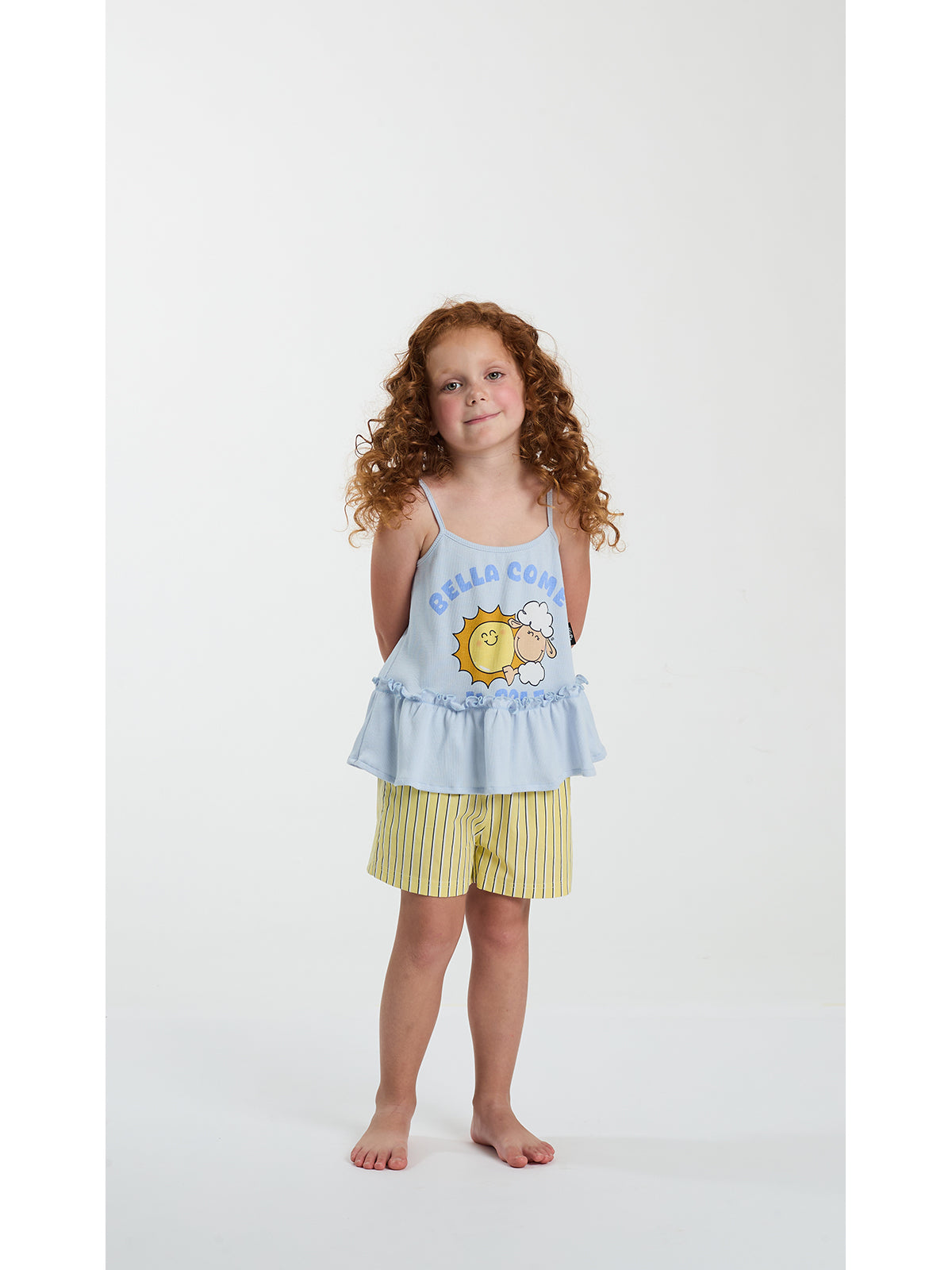 Pigiama corto bambina coordinato, in jersey di puro cotone