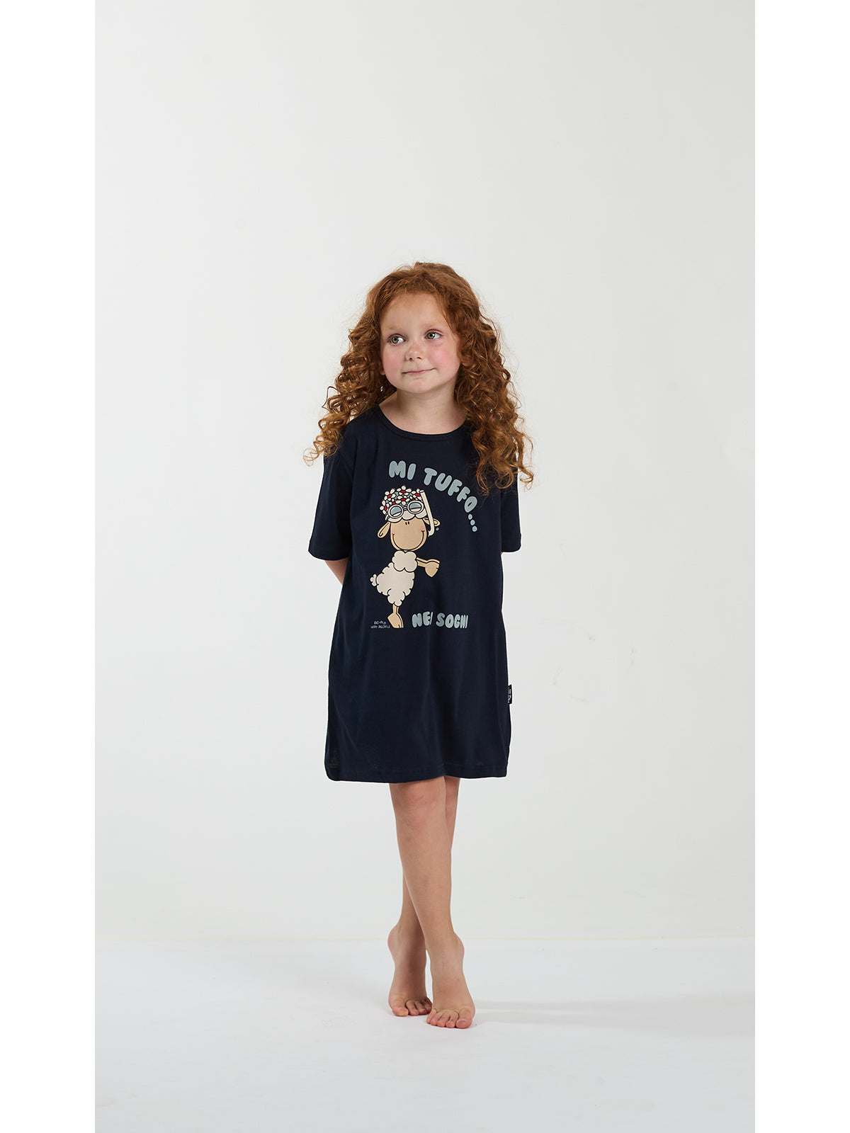 Camicia da notte bimba in fresco cotone blu