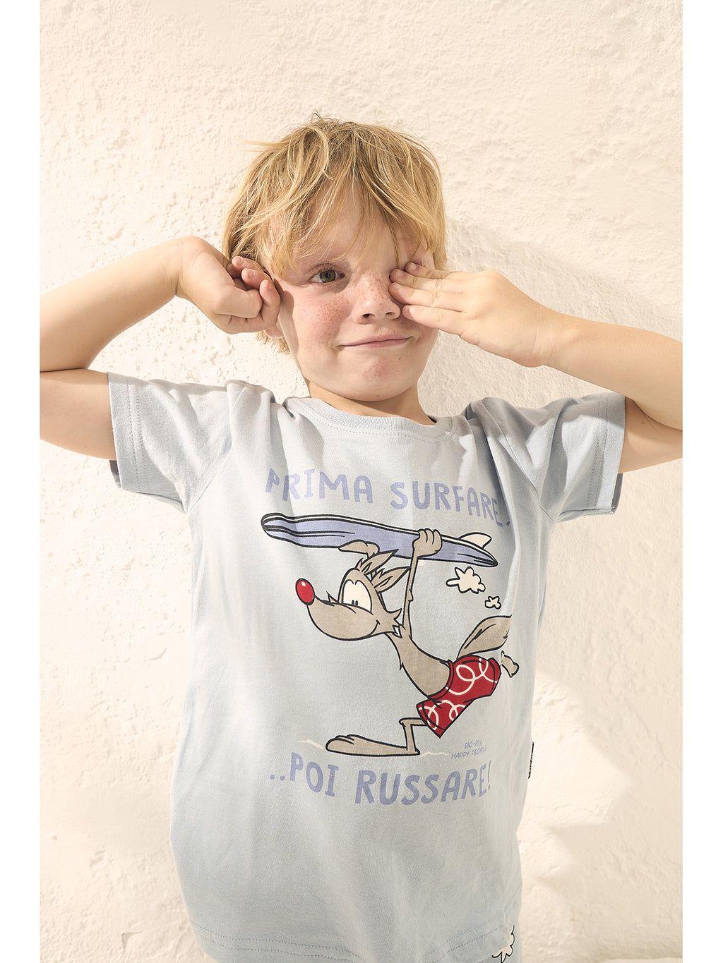 Pigiama corto bimbo in fresco cotone disegno surf