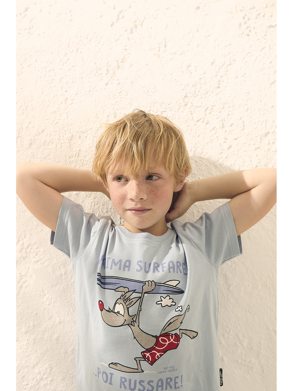 Pigiama corto bimbo in fresco cotone disegno surf