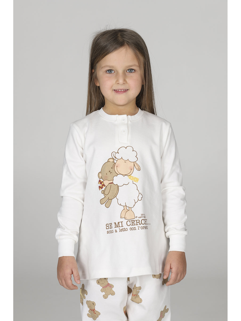 Caldo pigiama bimba linea orsetti, in morbido interlock 100% cotone