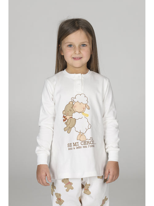Caldo pigiama bimba linea orsetti, in morbido interlock 100% cotone