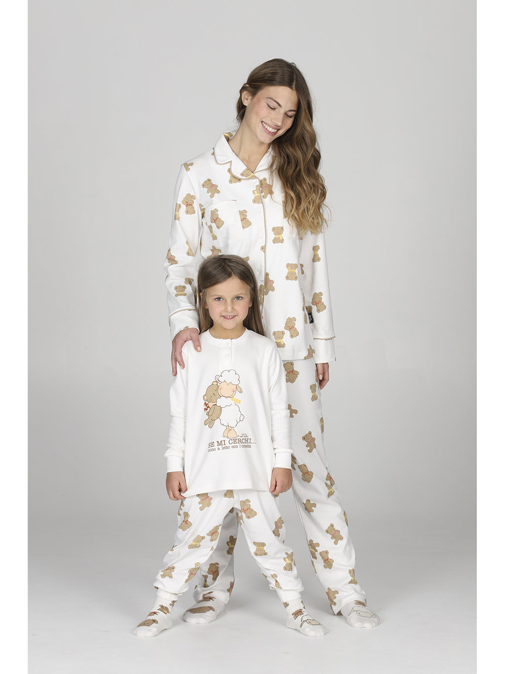 Caldo pigiama bimba linea orsetti, in morbido interlock 100% cotone