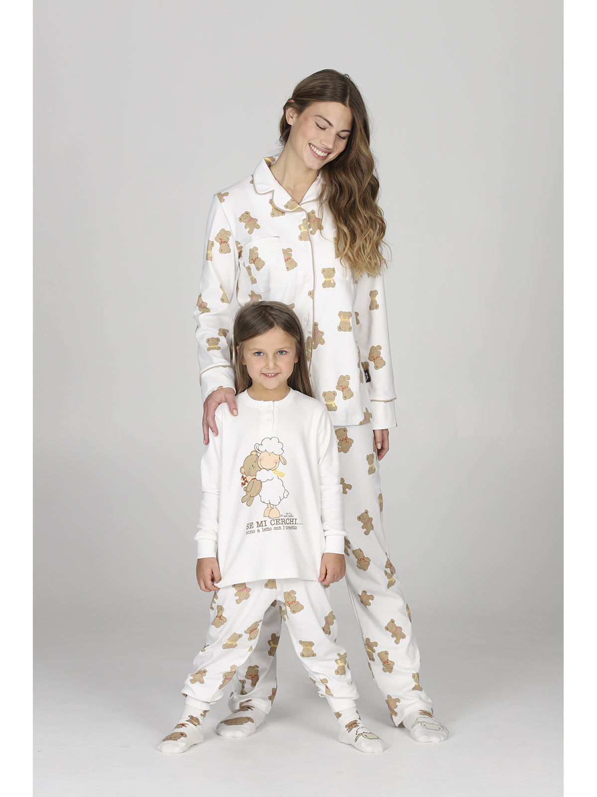 Caldo pigiama bimba linea orsetti, in morbido interlock 100% cotone