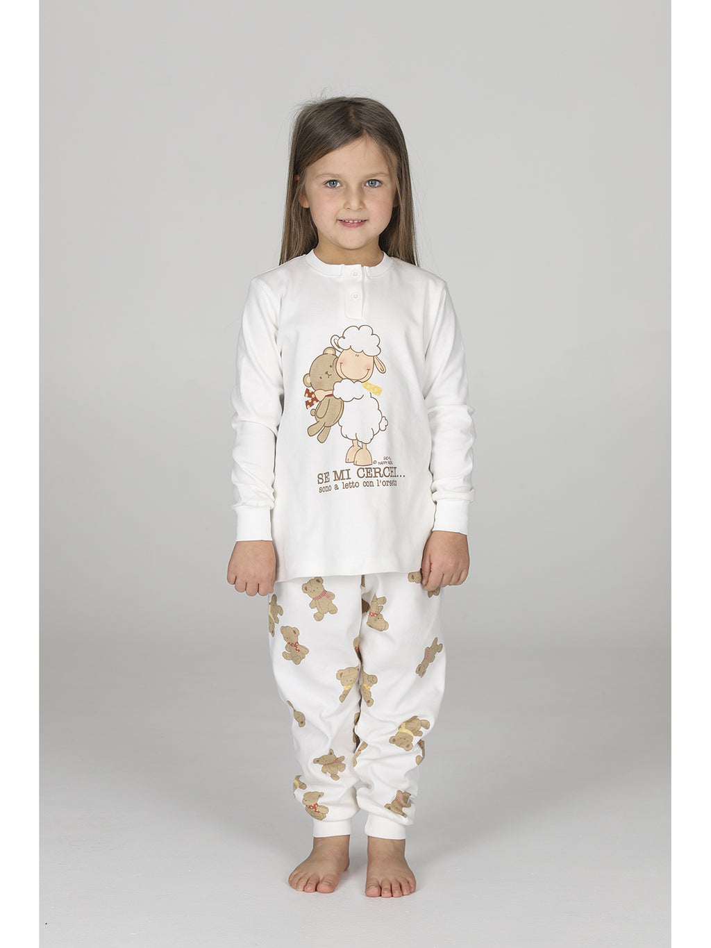 Caldo pigiama bimba linea orsetti, in morbido interlock 100% cotone
