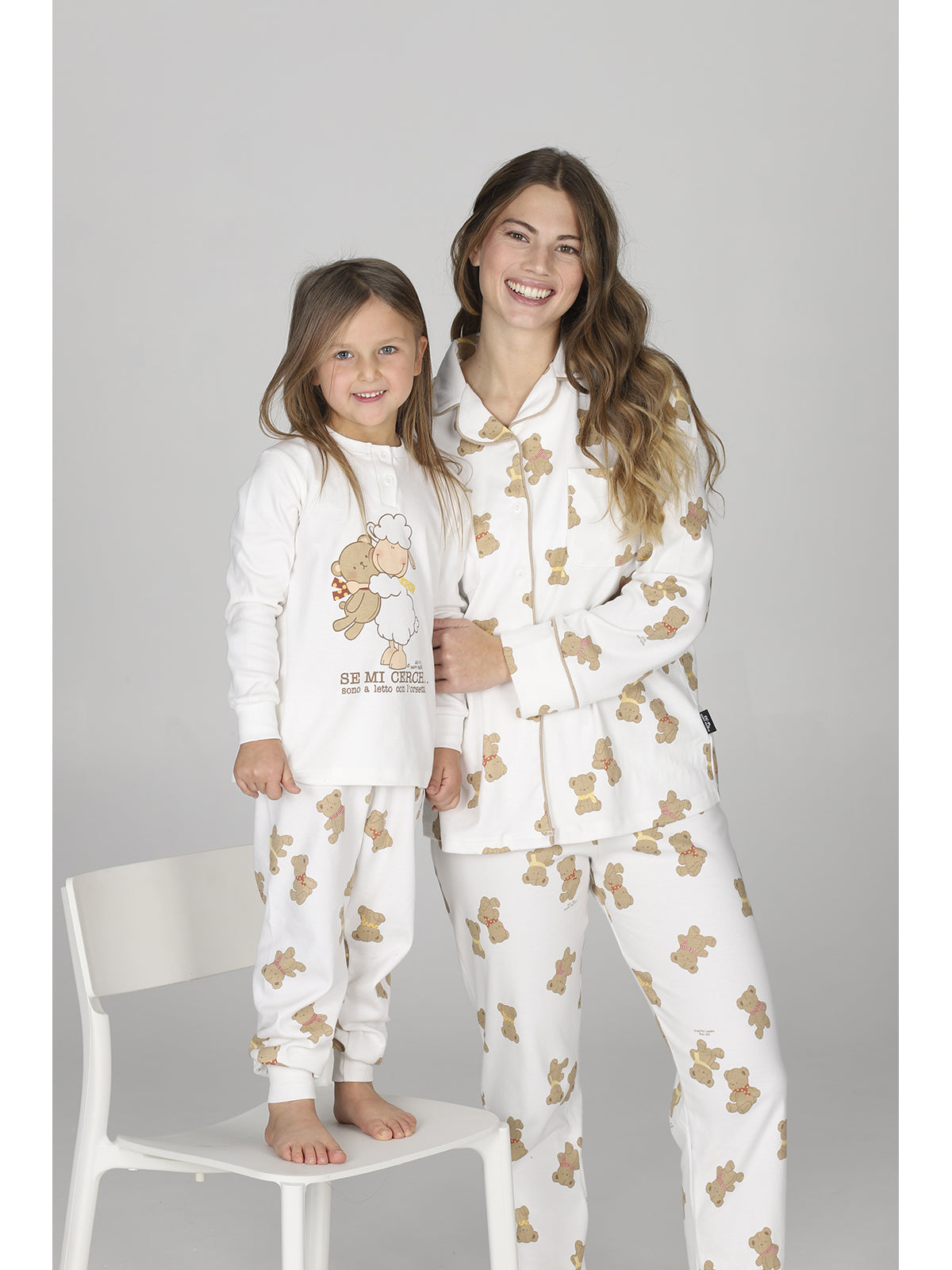 Caldo pigiama bimba linea orsetti, in morbido interlock 100% cotone