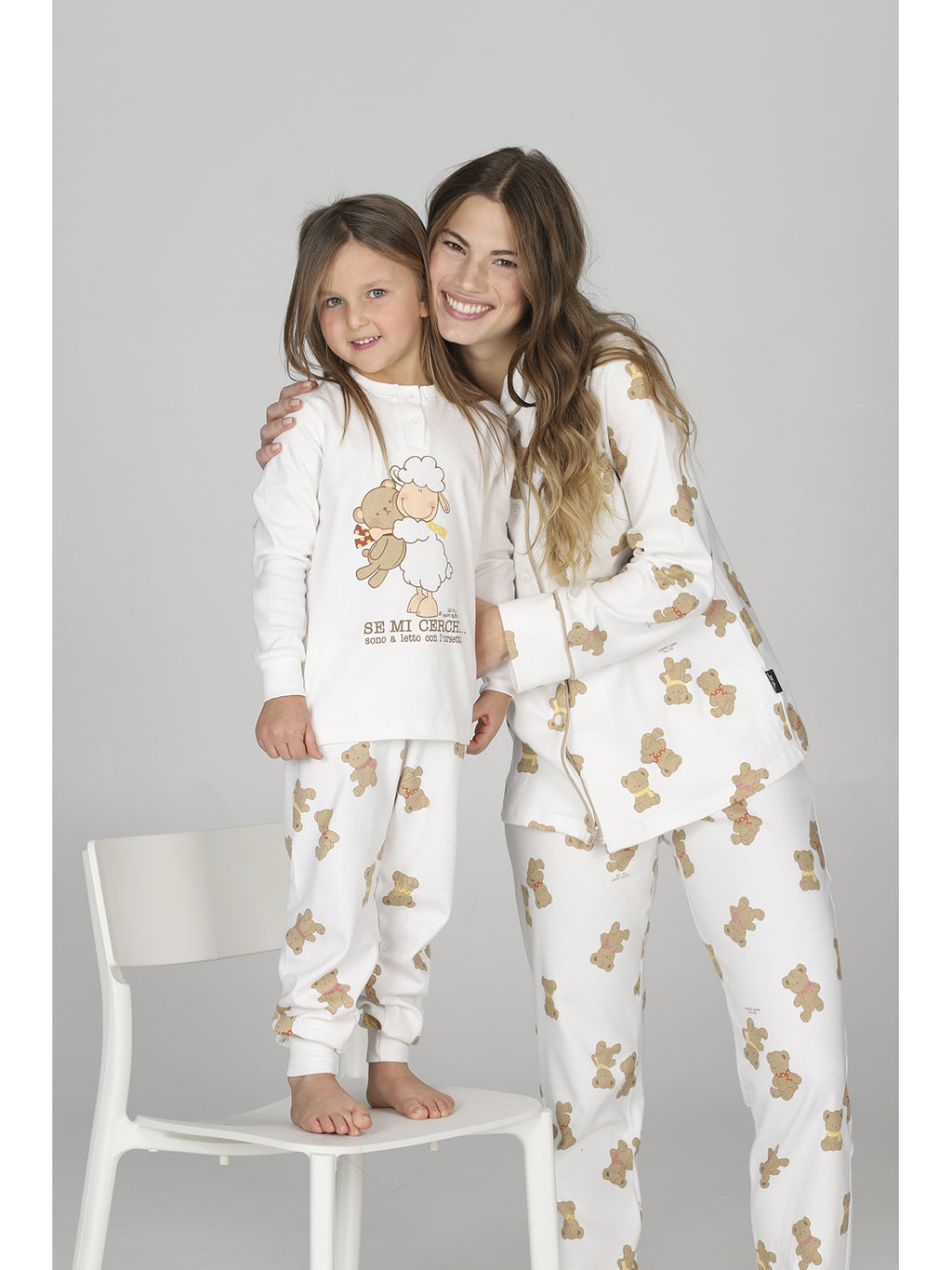 Caldo pigiama bimba linea orsetti, in morbido interlock 100% cotone