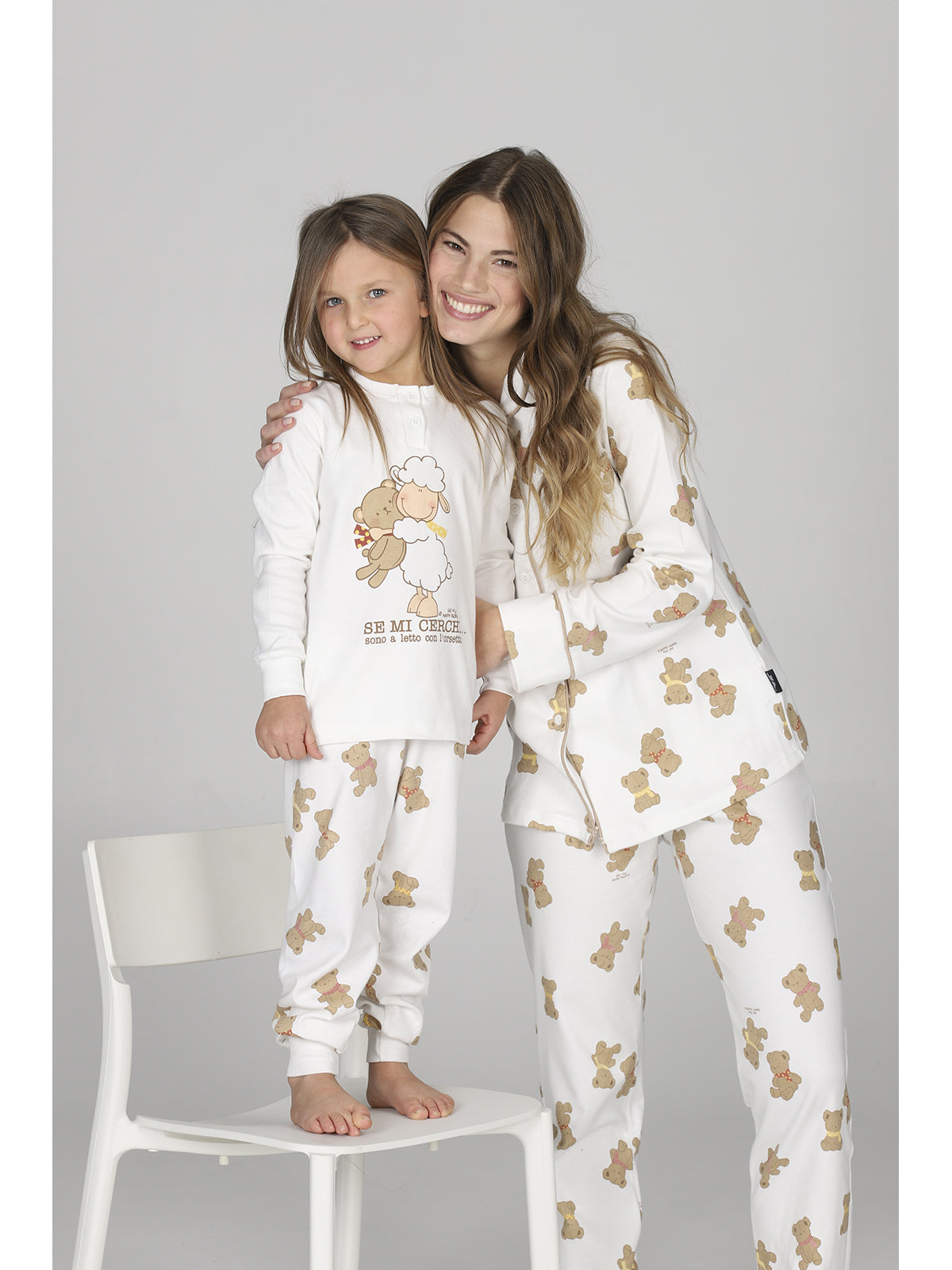 Caldo pigiama bimba linea orsetti, in morbido interlock 100% cotone