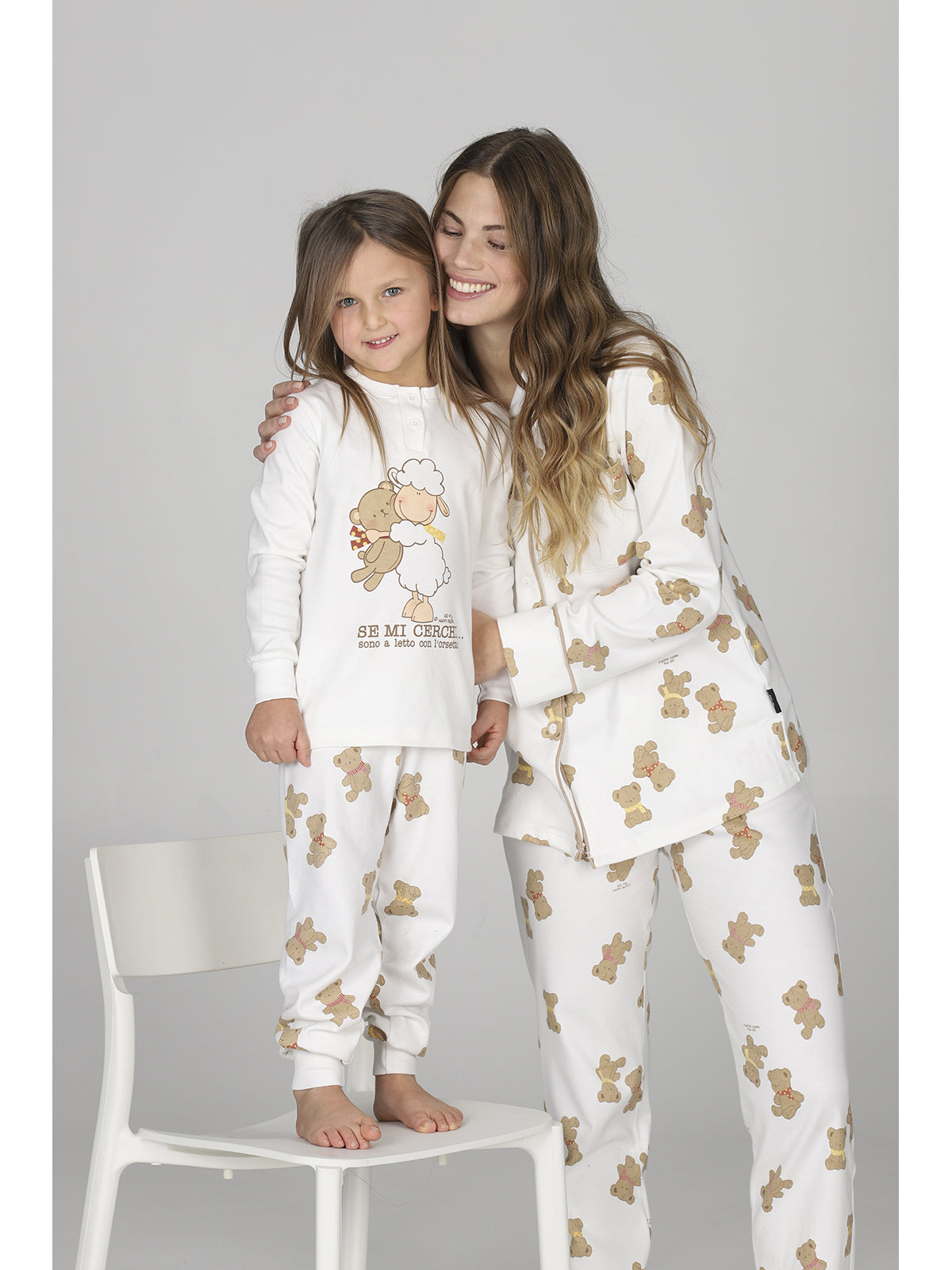 Caldo pigiama bimba linea orsetti, in morbido interlock 100% cotone