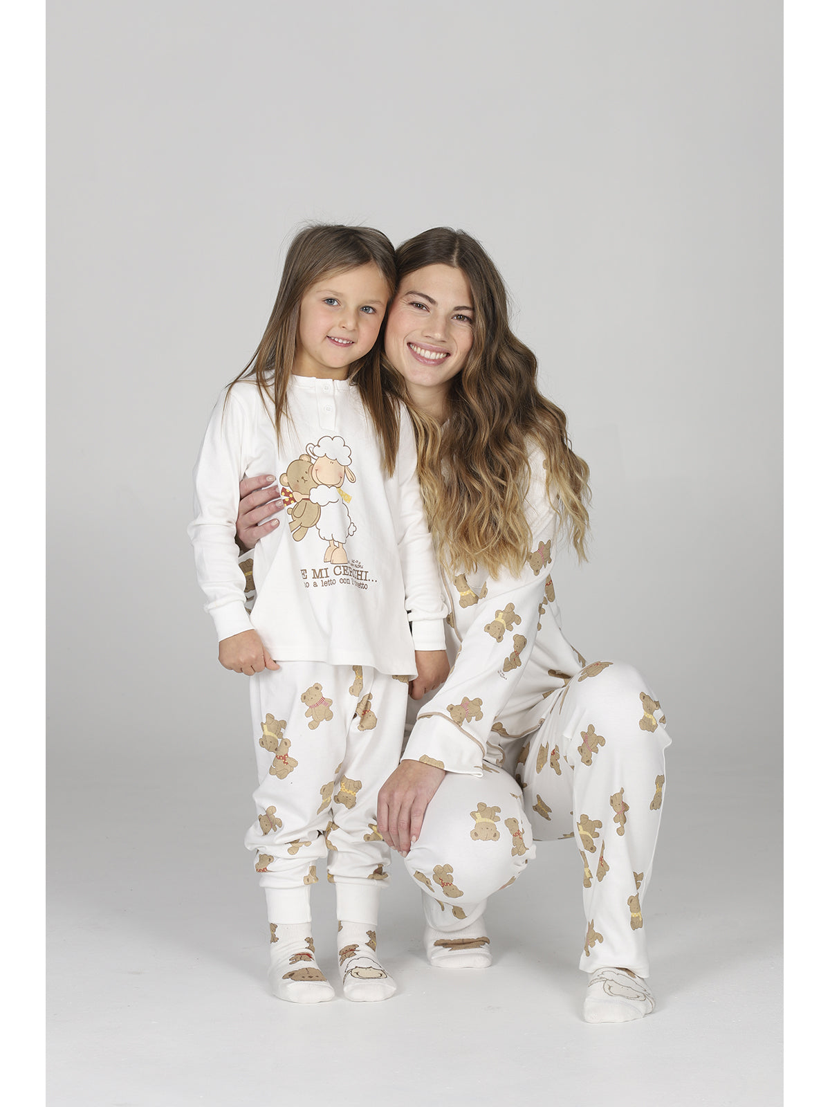 Caldo pigiama bimba linea orsetti, in morbido interlock 100% cotone