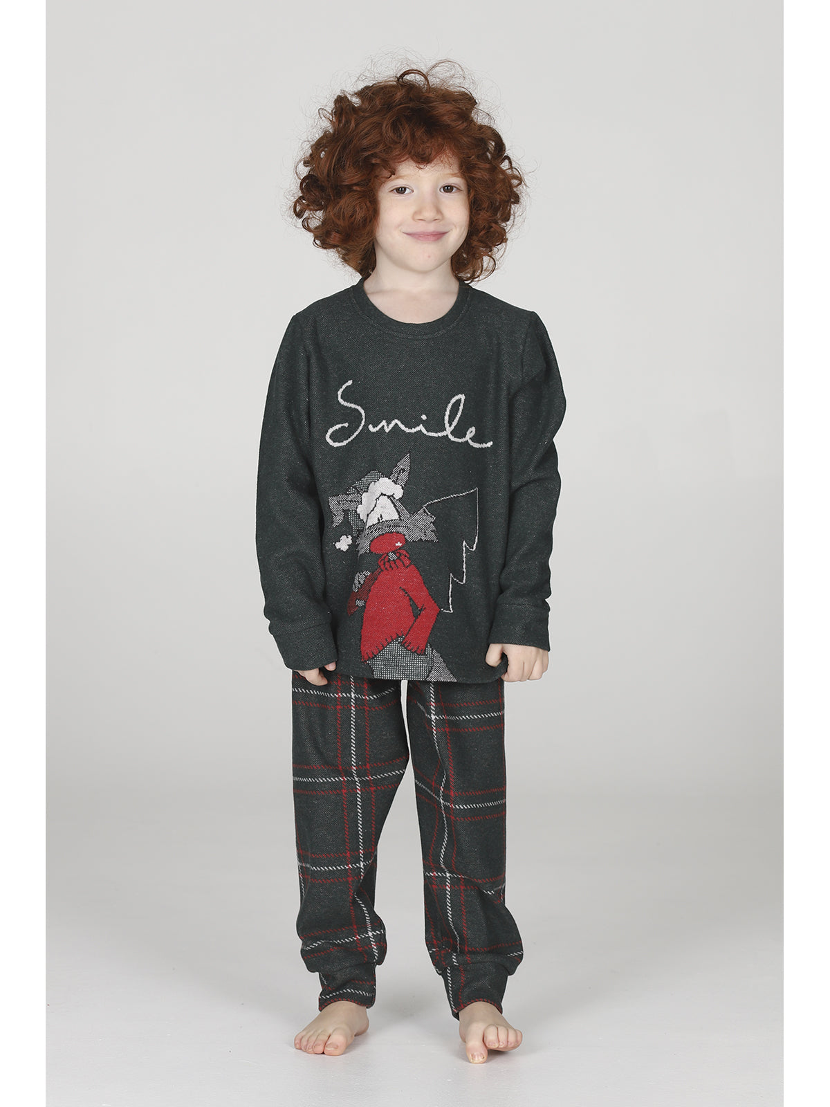 Pigiama bimbo modello con calda maglieria jacquard invernale "smile"
