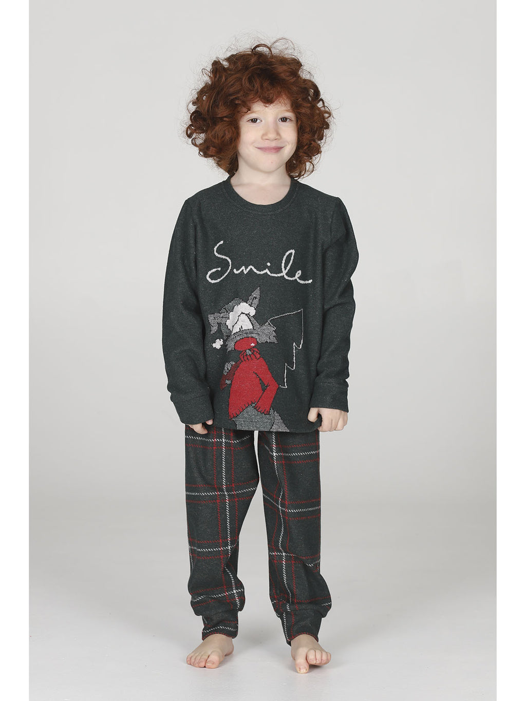 Pigiama bambiino modello con calda maglieria jacquard invernale "smile"