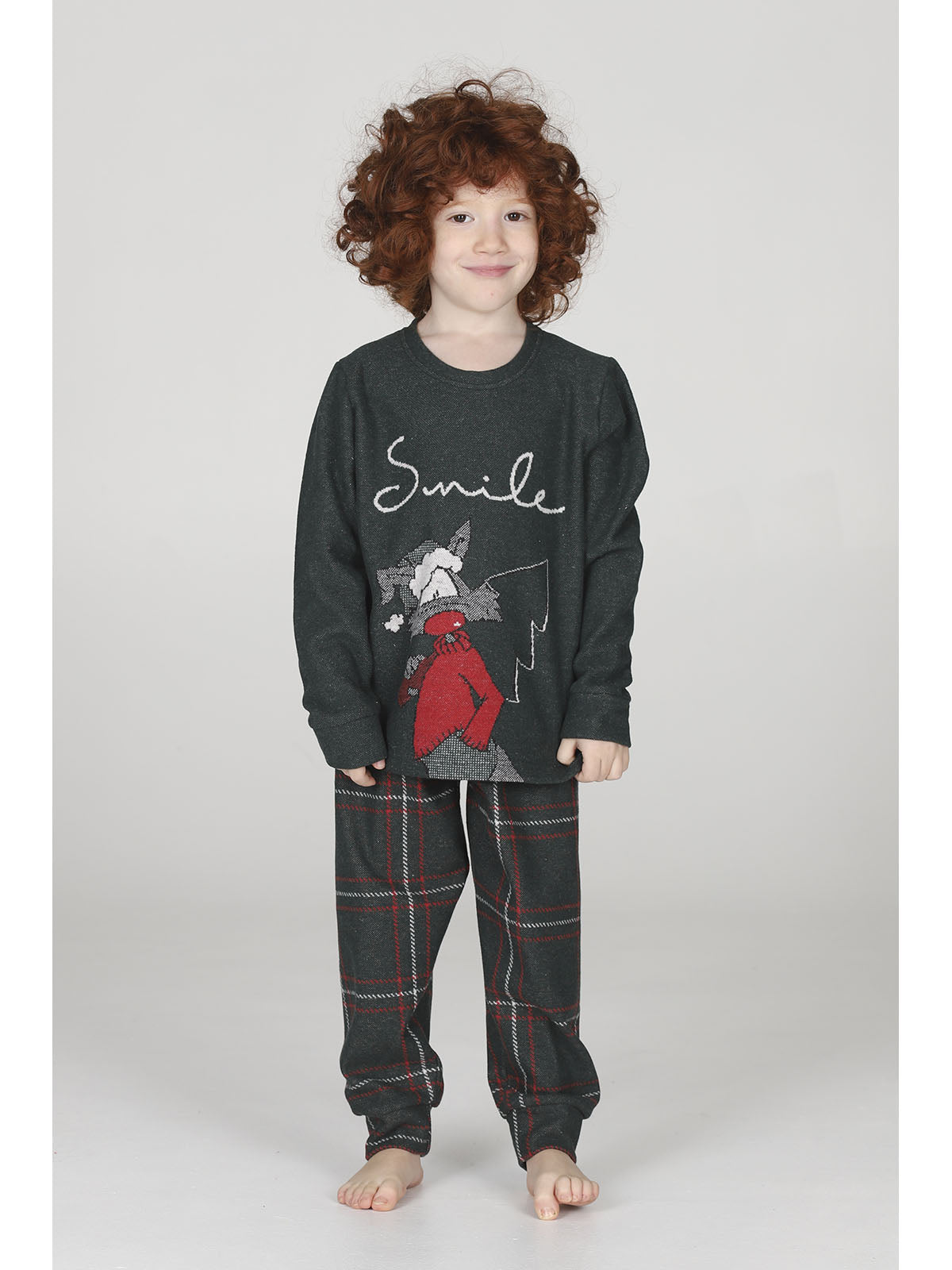 Pigiama bambiino modello con calda maglieria jacquard invernale "smile"