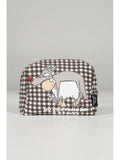 Beauty case a quadretti marrone