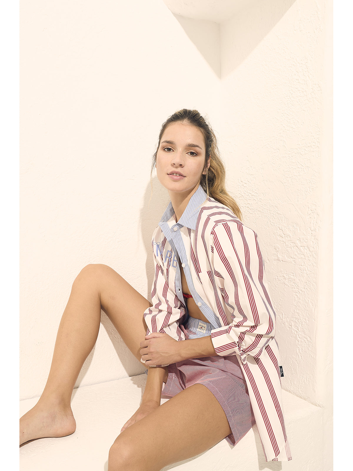 Camicia da donna in cotone a righe