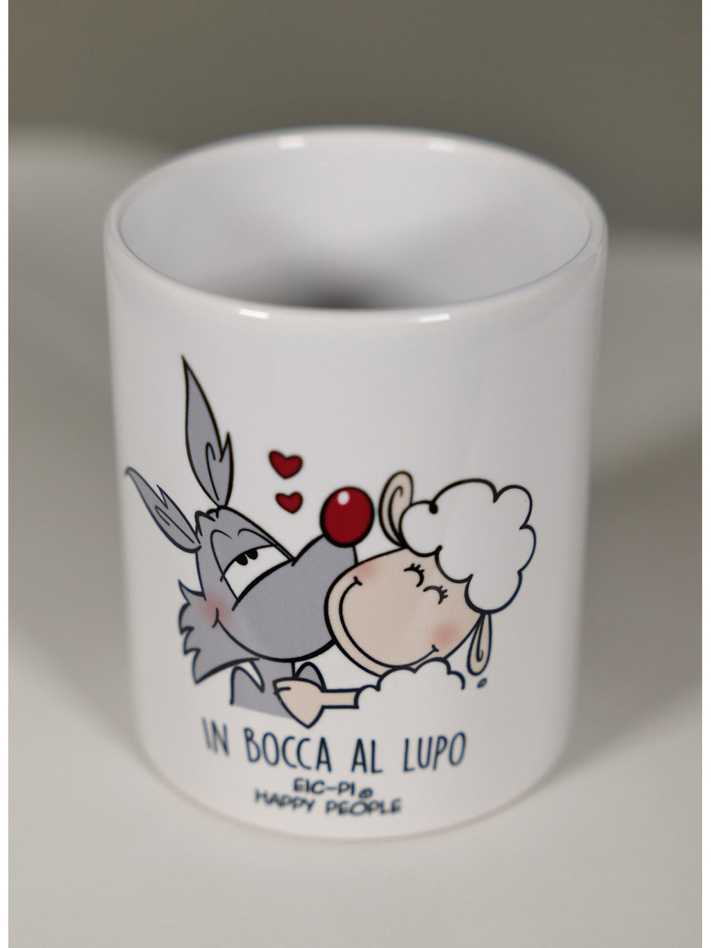 Tazza happy people "in bocca al lupo" in regalo