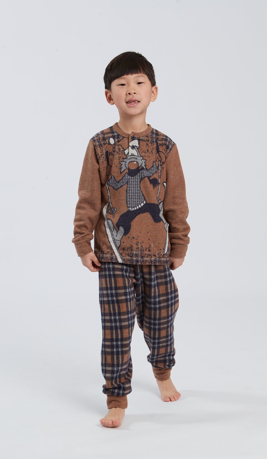 Pigiama Serafino Bimbo Sciatore P.M. Comfort e Stile in 50% Cotone e 50% Poliestere per Piccoli Amanti della Neve