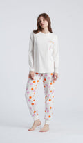 Pigiama girocollo multicolor donna in 100% cotone per un comfort sfizioso e un stile vivace per le tue notti di relax