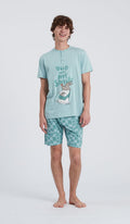Pigiama Serafino Comfort Make Me Smile per Uomo in 100% Cotone per Notti di Relax