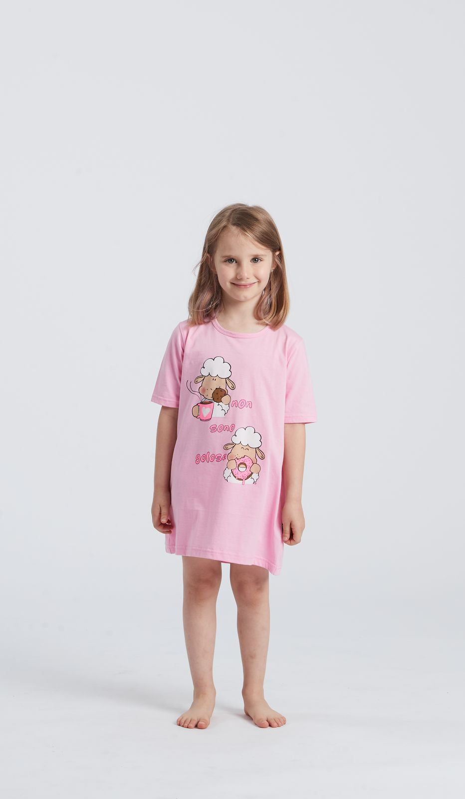 Camicia notte girocollo MM bimba breakfast donna in cotone 100 percento per comfort e stile unici.