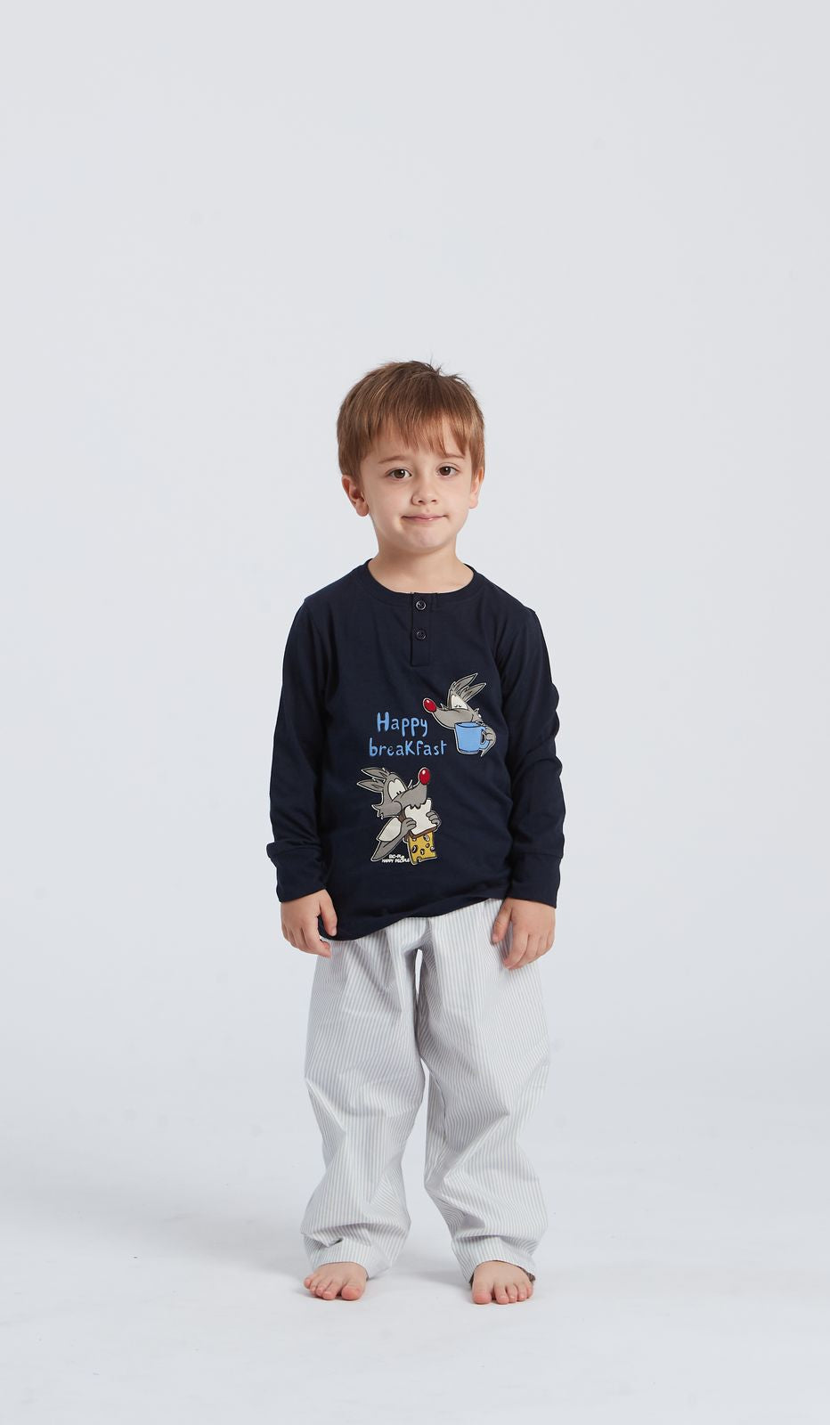 Pigiama serafino bimbo breakfast uomo in cotone 100 percento per comfort e stile in ogni momento.