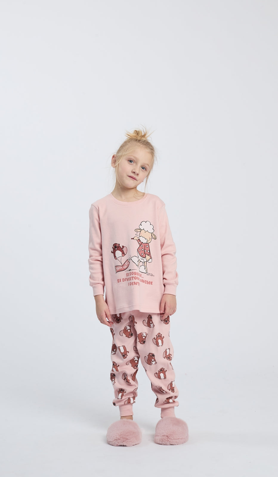 Pigiama girocollo per bimba Sorridi morbido e confortevole per dolci sogni