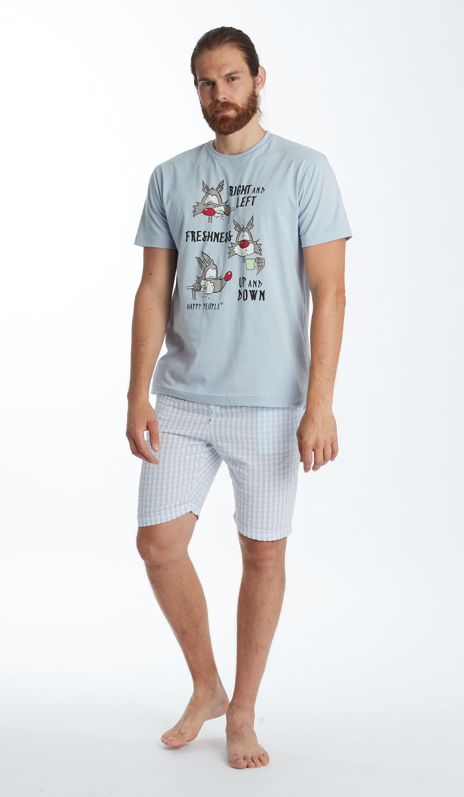 PIGIAMA GIRO MM UOMO - VICHY AZZURRO MN