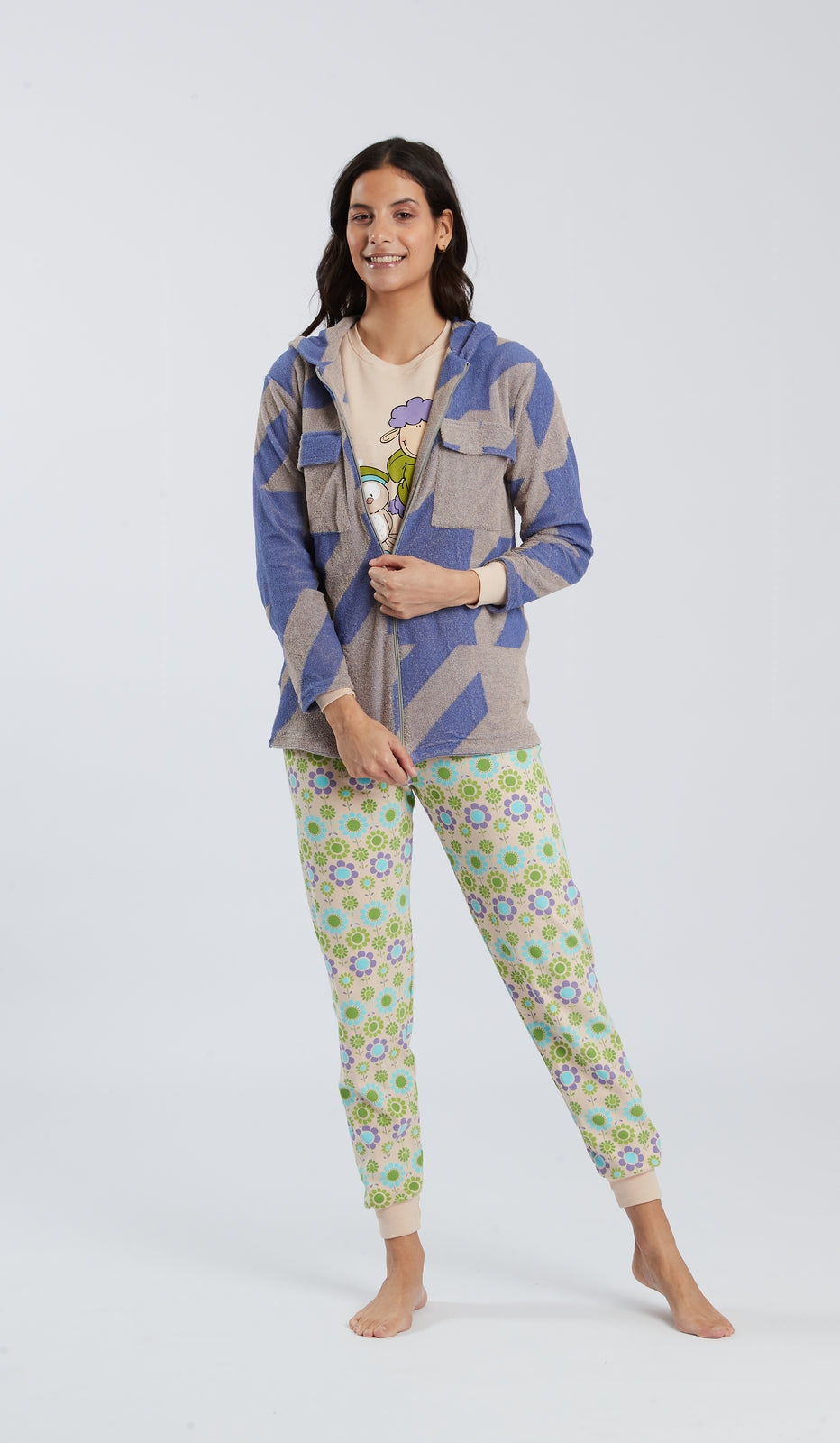 Full Zip con Cappuccio "Happy Night Spugna": Caldo e Versatile, 57%PL, 43%CO